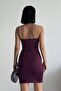 Thin Strap Draped Evening Dress Engagement Wedding Graduation Dress Purple - 4