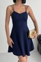 Thin Straps Backless Flared Graduation Dress Navy Blue - 7