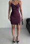 Thin Strap Draped Evening Dress Engagement Wedding Graduation Dress Purple - 5