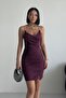 Thin Strap Draped Evening Dress Engagement Wedding Graduation Dress Purple