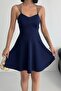 Thin Straps Backless Flared Graduation Dress Navy Blue - 6