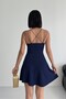 Thin Straps Backless Flared Graduation Dress Navy Blue - 4