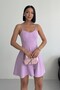 Thin Straps Backless Flared Graduation Dress Lilac - 3