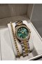 New Model Dk - Yellow Bicolor Steel Bracelet Green Dial Women's Wrist Watch+Gift Bracelet