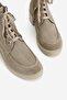 Women's Beige Suede Genuine Natural Leather Lace-Up Thick-Heeled Boots & Booties - 3