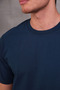Unisex Slim Fit Slim Fit 100% Cotton Soft Textured Navy Blue Crew Neck T-Shirt - 4