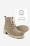 Women's Beige Suede Genuine Natural Leather Lace-Up Thick-Heeled Boots & Booties - 4