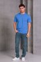 Unisex Slim Fit Slim Fit 100% Cotton Soft Textured Blue Crew Neck T-Shirt - 5