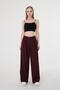 Women's Burgundy Pleated Detail Palazzo Pants