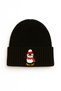 Black Wool Children's Beanie with New Year's Penguin Animal Figure and Punch Detail