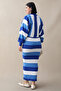 Bat Sleeve Cobalt Blue Knitwear Set - 5