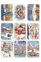 Set of 9 Glitter New Year Postcards New Year Landscape Snowman Nostalgia - 2