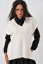 Women's V-Neck Knitwear Sweater 15925 - Ecru