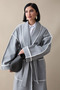 Shepherd Stitched Belted Gray Stamp Coat - 2