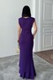 Women's Purple Scuba Diver Fabric Double Breasted Neckline Skirt Flounce Evening Dress Graduation Wedding Dress - 5
