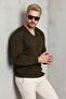 Men's khaki sweater with shoulder detail