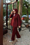 Women's Side Tie Suit Burgundy - 5