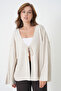 Women's Ecru Knitwear Front Tie Wide Cut Cardigan 6246 - 3