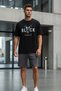 Malkoçbey Black Printed Oversize Unisex Basic O-Neck T-Shirt