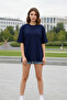 Malkoçbey Blue Back Butterfly Printed Oversize Unisex Basic T-Shirt - 3