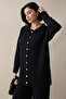 Buttoned Ribbed Black Knitwear Set - 3