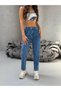 Women's High Waist Boyfriend Lycra Pleated Mom Jeans - 6