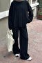 Ribbed Knitwear Hijab Set Black - 3