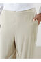 Xside Beige Women's Linen Blended Pants with Elastic Waist - 3