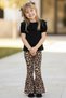 Girl's Bright Lace Detailed Short Sleeve Black Blouse Spanish Leggings Pants Buckle Bottom Top Set - 9