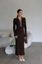 Brown Polo Neck Button Detail Maxi Long Length Premium Knitwear Dress