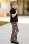 Girl's Bright Lace Detailed Short Sleeve Black Blouse Spanish Leggings Pants Buckle Bottom Top Set - 8
