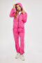 Women's Acid Washing Effect Tie-Dye Pattern Zippered Front Skirt Sleeve Elastic Hoodie Set