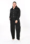 Women's Plus Size Black Contrast Stitching Metal Button Jeans Jumpsuit 65N37723 - 7