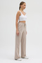 Women's Beige piped 2 Thread Wide Leg Elastic Waist Sweatpants - 2