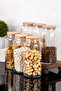 6-Piece Glass Jar Set with Vacuum Lid Large Size Food Pulses Set 1300 ml - 2