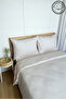 Striped Cotton Satin Double Duvet Cover Set with Elastic Sheets Hotel White Color Micro Luxury - 2