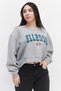 Women Round Neck Brand Logo Long Sleeve Sweatshirts, Grey Combo