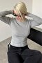Gray Crew Neck Slim Fit Women's Bodysuit Mg2564 - 6