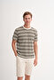 Crew Neck Slim Fit Striped Jacquard T-Shirt - 2