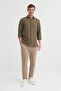 Regular Fit Woven Cotton Line Textured Long Sleeve Shirt