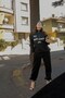 Unisex Oversized Ullusion Champ Printed Tracksuit Set Black – Elastic Waist and Legs, Half Zipper - 2