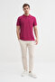 Polo Neck Slim Fit Pique Plain Cotton T-Shirt - 3
