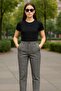 Women's Black Striped Pants – High Waist, Carrot Leg, Relaxed Fit for Everyday and Office Chic