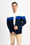 Color Block Zippered Men's Knitwear Cardigan