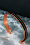 Women's Copper Bracelet - Black Leather Copper Bracelet with Cube Strips in the Middle, Zeolite Sand in Metal Box - 4