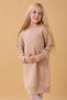 Girl's Crew Neck Embroidery Detailed Fleece Lined Dress Stone - 5