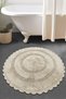 Regnum Cotton Beige Diameter 100x100 Cm Cotton Washable Bath Rug Bathroom Toilet Set