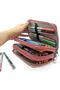 Pencil Case Cow Pattern Kawai Organizer Pencilcase Vegan Leather Three Compartment Pen Holder -Nude(Pink) - 4