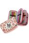 Pencil Case Cow Pattern Kawai Organizer Pencilcase Vegan Leather Three Compartment Pen Holder -Nude(Pink) - 3