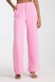 Women's Lightly Transparent Elastic Waist Lace-Up Palazzo Muslin Trousers 1096 Pink - 6